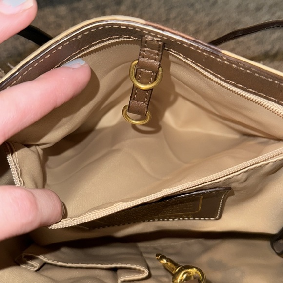 Coach Canvas Green Scarf Print Tote Bag - Picture 12 of 16